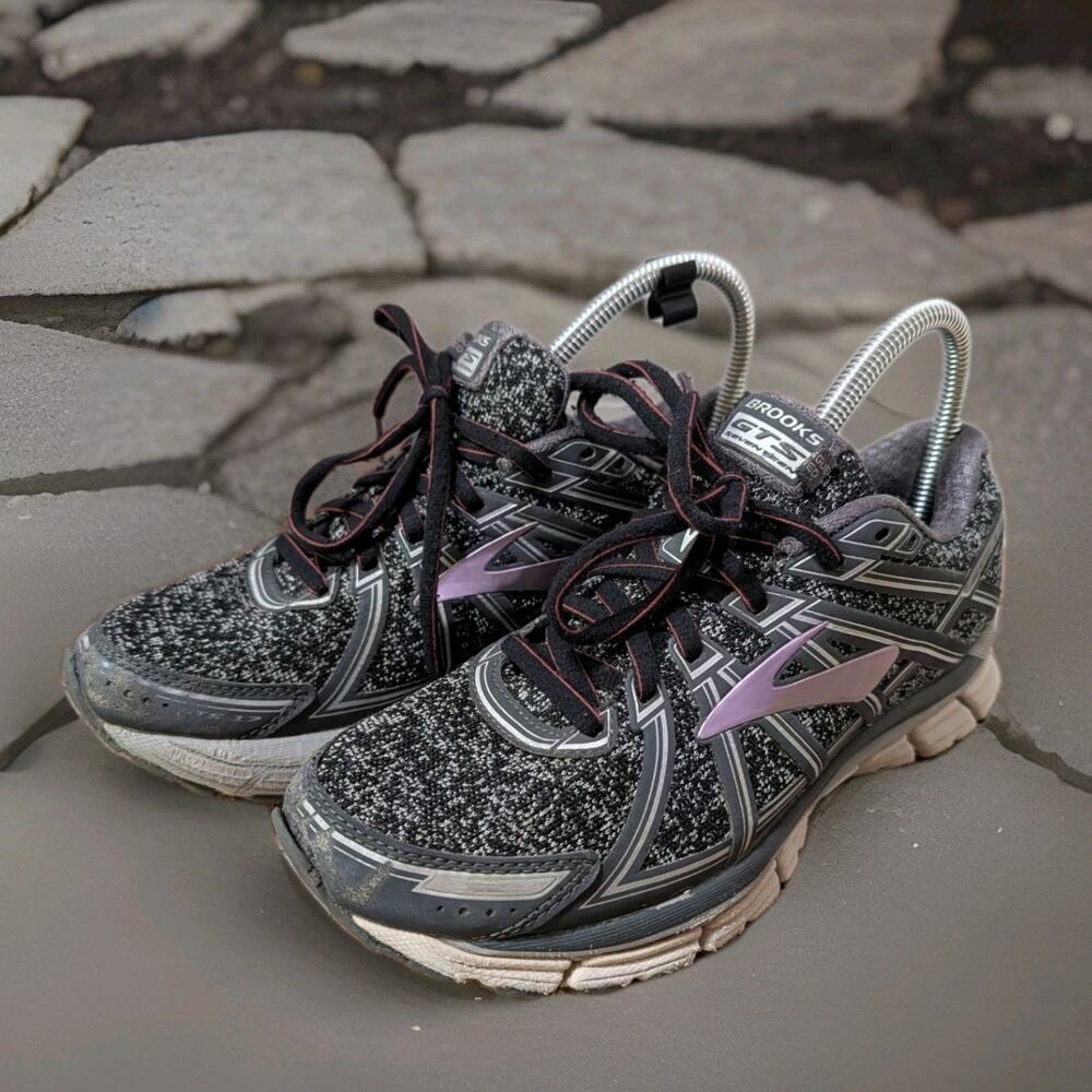 Brooks Sz 7.5 Women's Adrenaline Gts 17 Metallic Charcoal  Black Rose Gold Shoes